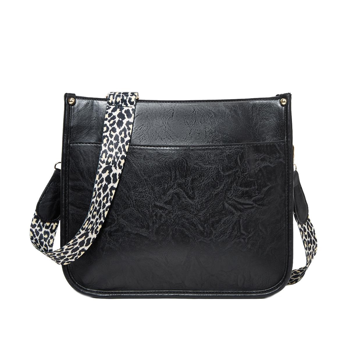 Leopard Print Waterproof Crossbody Tote Bag Black Women's Bags & Handbags