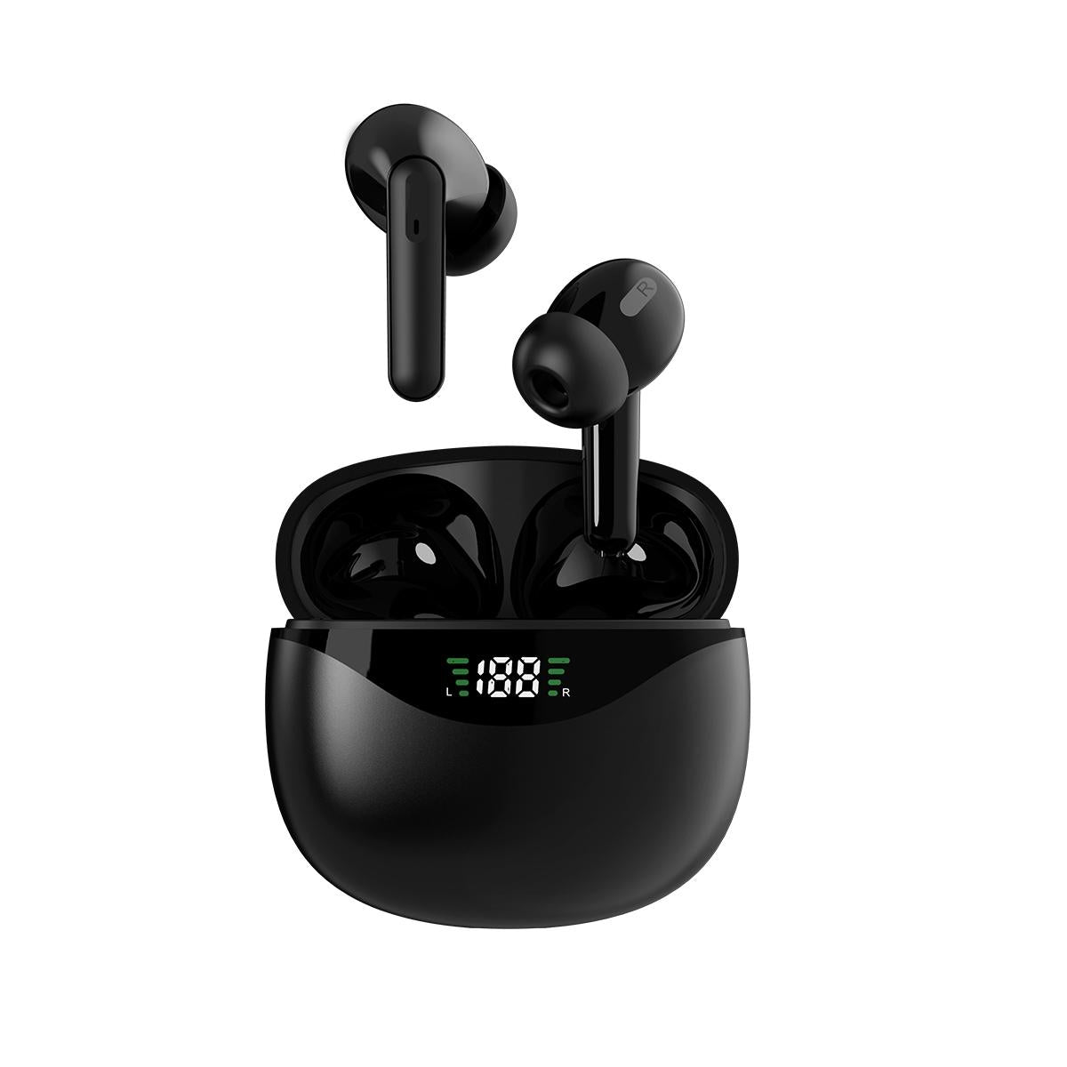 Wireless Tws Bluetooth Earphones Stereo Sound Black Earbuds
