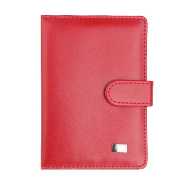 Passport & Card Holder With Buckle Clip Pu Protection Red Business Card Holders