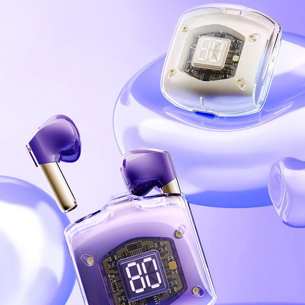 Transparent Bubble Tws Wireless Earphones With Lanyard Pink Earbuds