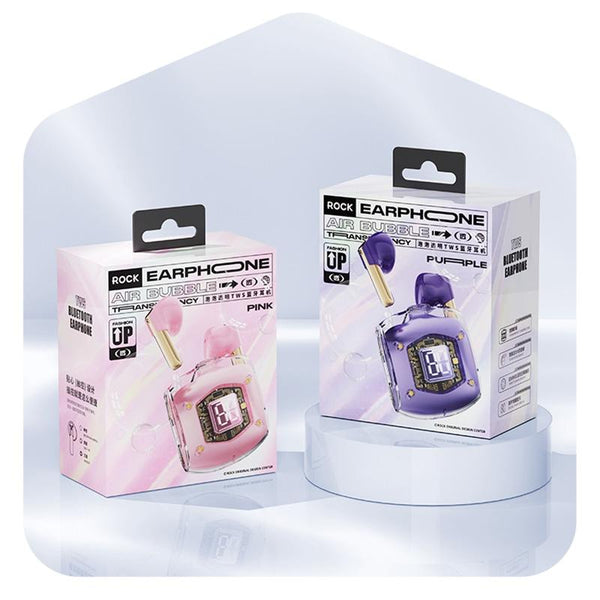 Transparent Bubble Tws Wireless Earphones With Lanyard Pink Earbuds