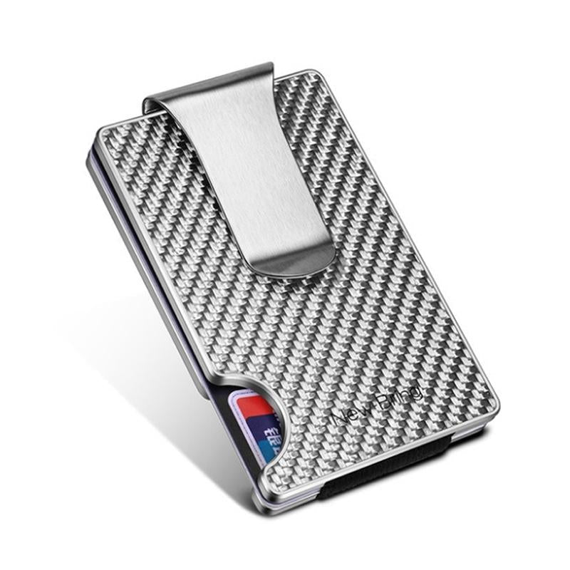 Ultra Thin Rfid Carbon Fiber Wallet For Men Anti Theft Card Holder Silver Wallets