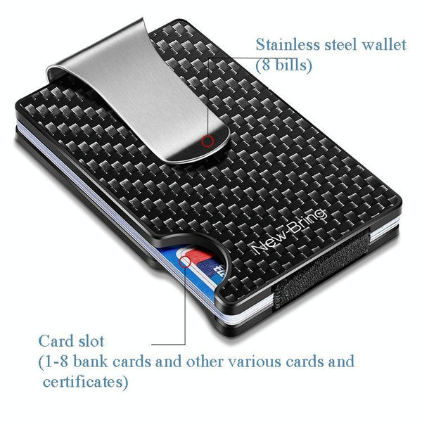 Ultra Thin Rfid Carbon Fiber Wallet For Men Anti Theft Card Holder Silver Wallets