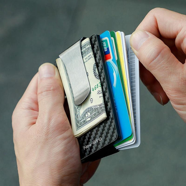 Ultra Thin Rfid Carbon Fiber Wallet For Men Anti Theft Card Holder Silver Wallets