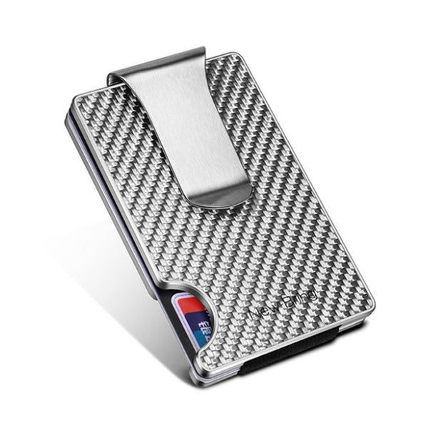 Ultra Thin Rfid Carbon Fiber Wallet For Men Anti Theft Card Holder Silver Wallets