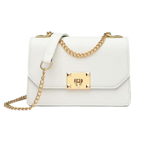Small Square Flap Lock Crossbody Bag For Women White Women's Bags & Handbags