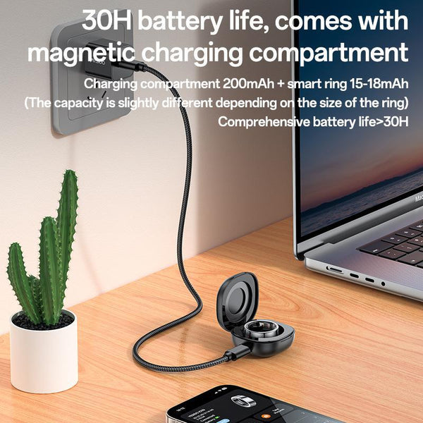 Smart Health Ring Temp Heart Rate Bp Reminder Black 57Mm Smart Watches