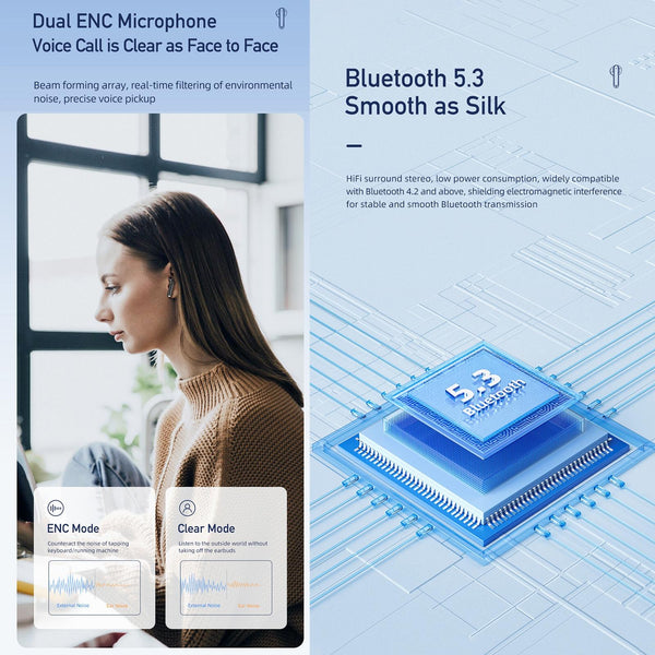 Wireless Noise Cancelling T66 Black Earbuds