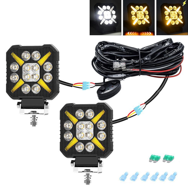 4 Inch Square Mixed Luminous X Shaped Angel Eye Car Work Light Led Car Lights