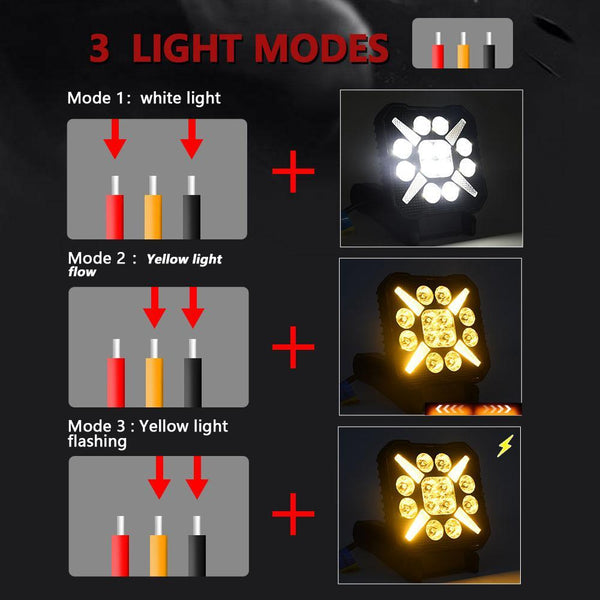 4 Inch Square Mixed Luminous X Shaped Angel Eye Car Work Light Led Car Lights