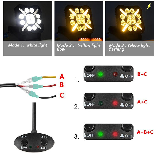 4 Inch Square Mixed Luminous X Shaped Angel Eye Car Work Light Led Car Lights