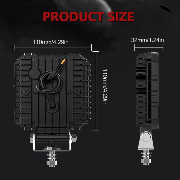 4 Inch Square Mixed Luminous X Shaped Angel Eye Car Work Light Led Car Lights