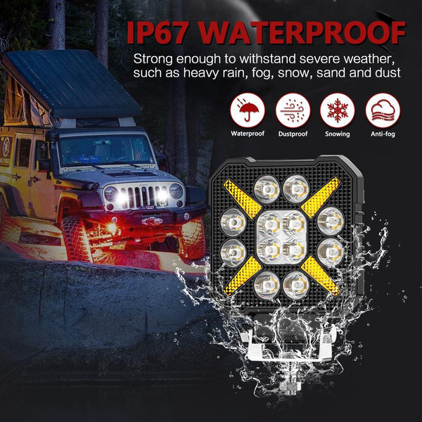 4 Inch Square Mixed Luminous X Shaped Angel Eye Car Work Light Led Car Lights