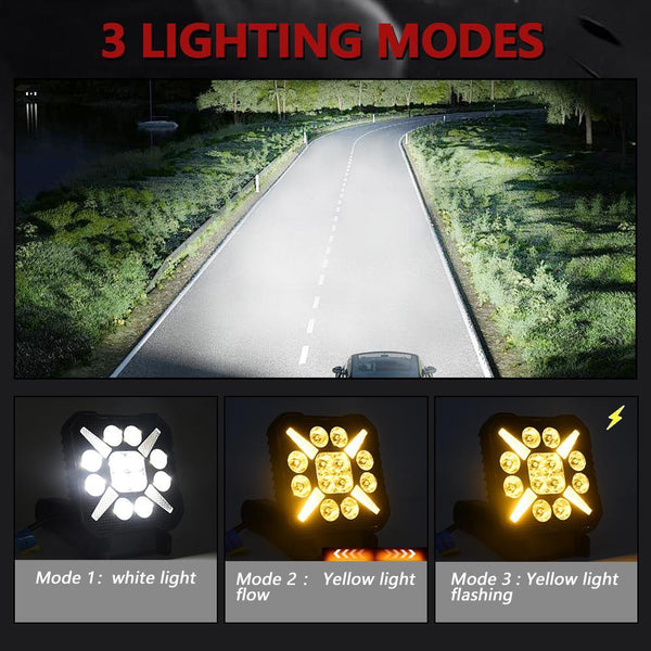4 Inch Square Mixed Luminous X Shaped Angel Eye Car Work Light Led Car Lights