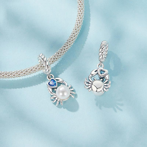 925 Sterling Silver Adorable Crab Pendant Charms & Pendants