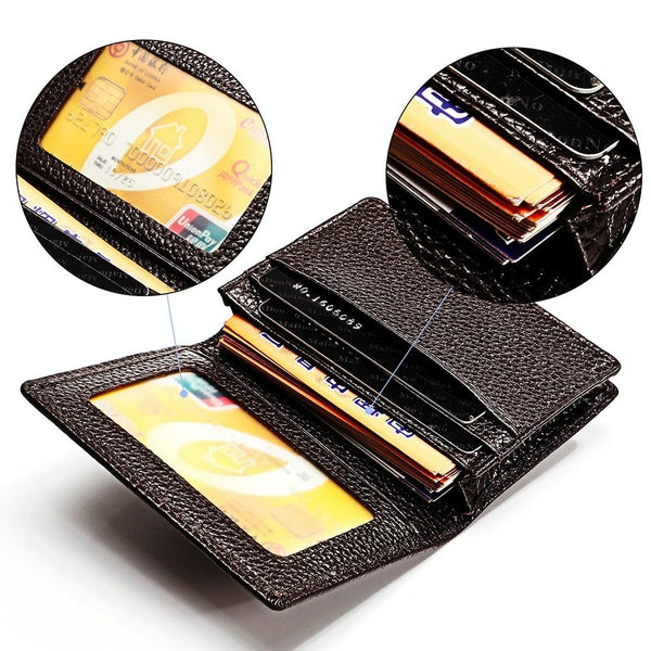 Men Leather Rfid Card Holder Blocking Technology Black Business Card Holders