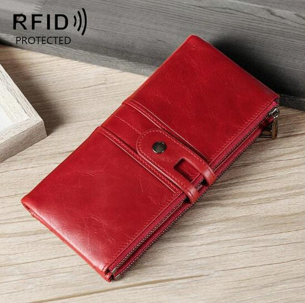 Secure Leather Wallet With Card Slots Anti Theft Red Wallets