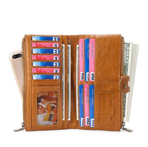 Secure Leather Wallet With Card Slots Anti Theft Red Wallets