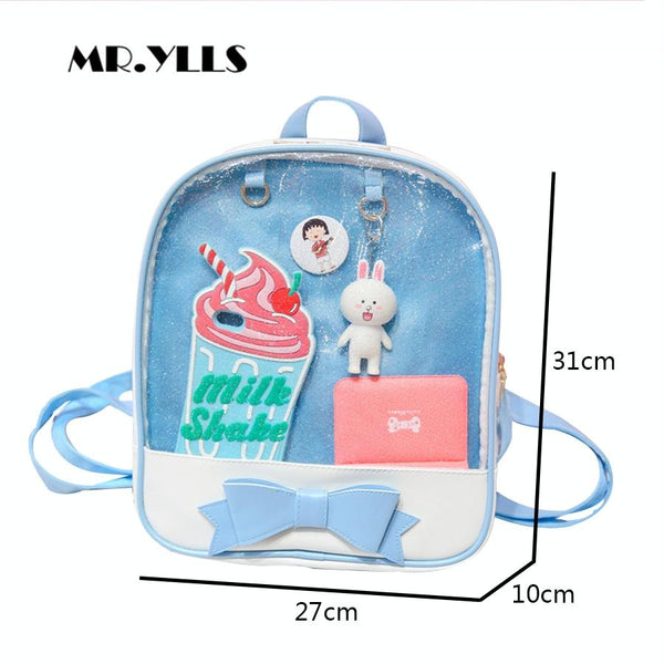 Mini Clear Kids Backpack With Bow Perfect For School Pink Backpacks & Bags