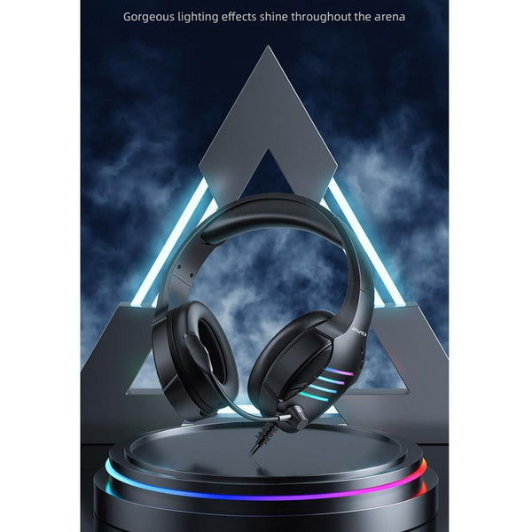 Usb + 3.5Mm Gaming Headset With Mic & Ambient Light Black Headsets