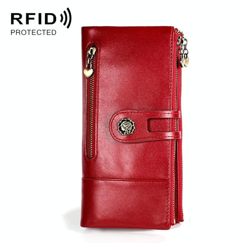 Rfid Leather Wallet With Card Slots For Women Red Wallets