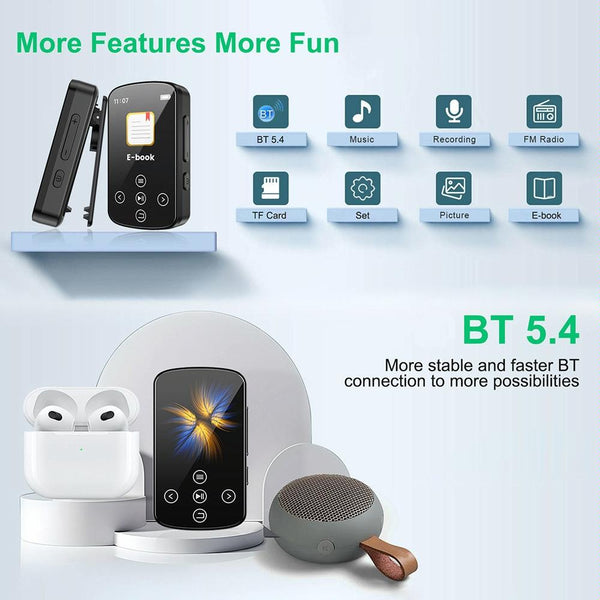 Touch Screen Mp3 Bluetooth Music Player 128Gb Memory Hifi Sports Clip No Tf Card Ipods & Mp3 Players