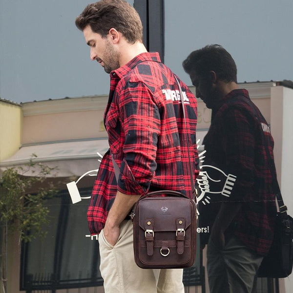 Retro Leather Men Crossbody Bag Brown Bags