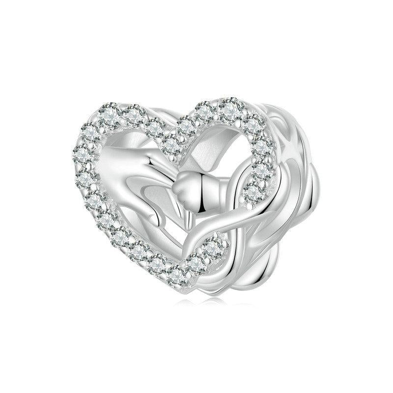 925 Sterling Silver Infinity Love Bracelet With Heart Beads Charms & Pendants