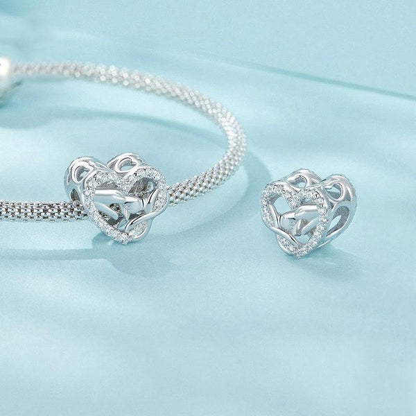 925 Sterling Silver Infinity Love Bracelet With Heart Beads Charms & Pendants