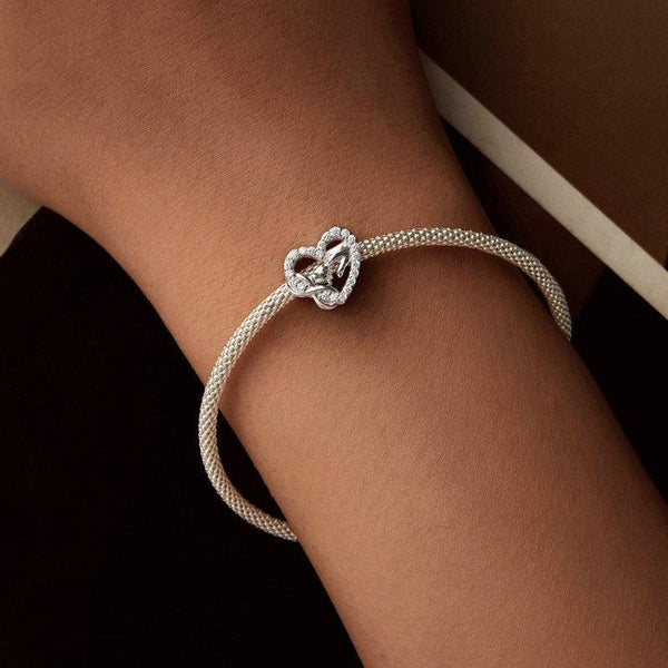 925 Sterling Silver Infinity Love Bracelet With Heart Beads Charms & Pendants