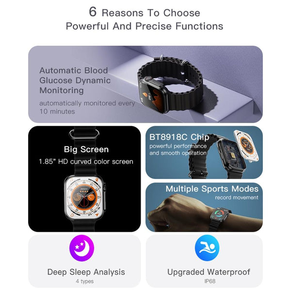 2.03 Inch Ip67 Waterproof Smart Watch Support Heart Rate / Blood Oxygen Monitoring Black Smart Watches