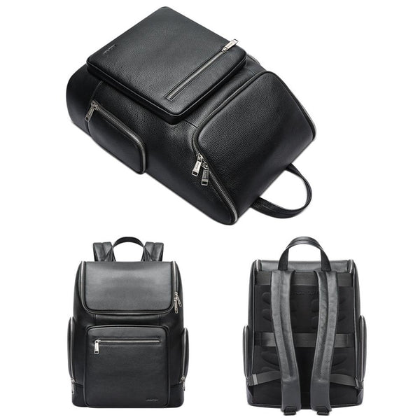 Large Capacity Waterproof Laptop Backpack In First Layer Cowhide Black Laptop Cases & Bags