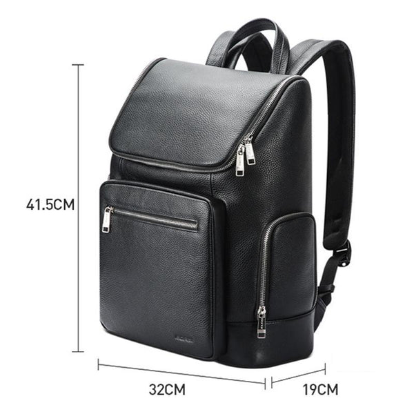 Large Capacity Waterproof Laptop Backpack In First Layer Cowhide Black Laptop Cases & Bags
