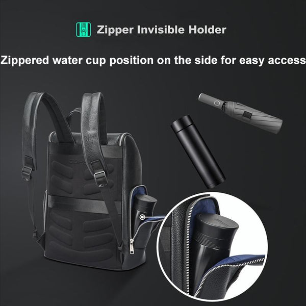 Large Capacity Waterproof Laptop Backpack In First Layer Cowhide Black Laptop Cases & Bags