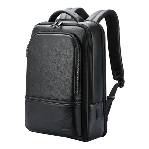 Waterproof Anti Theft Backpack With Usb Charging Cowhide Multi Compartment Black Bags