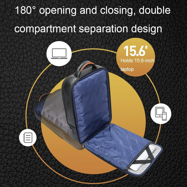 Waterproof Anti Theft Backpack With Usb Charging Cowhide Multi Compartment Black Bags