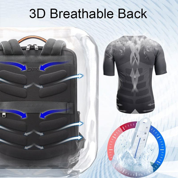 Waterproof Anti Theft Backpack With Usb Charging Cowhide Multi Compartment Black Bags