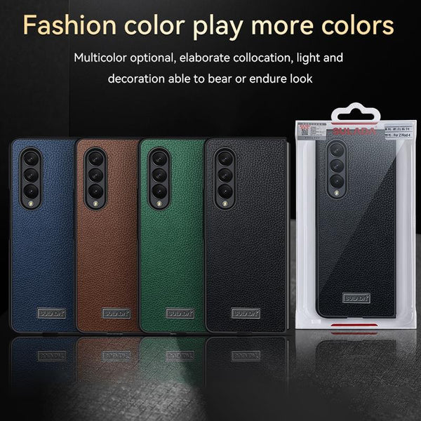 For Samsung Galaxy Z Fold4 5G Handmade Leather Shockproof Tpu Case Green Cases Covers & Skins