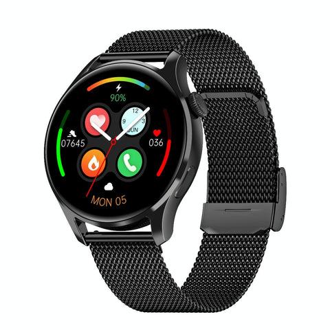 1.32 Inch Heart Rate Monitoring Smart Watch With Payment Function Black Steel Smart Watches