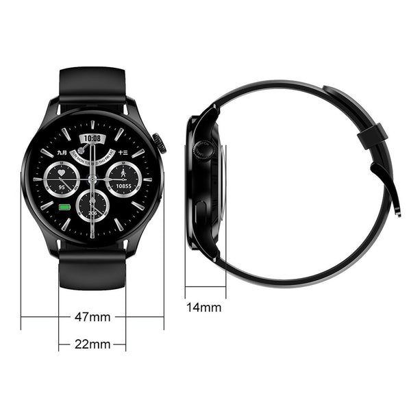 1.32 Inch Heart Rate Monitoring Smart Watch With Payment Function Black Steel Smart Watches