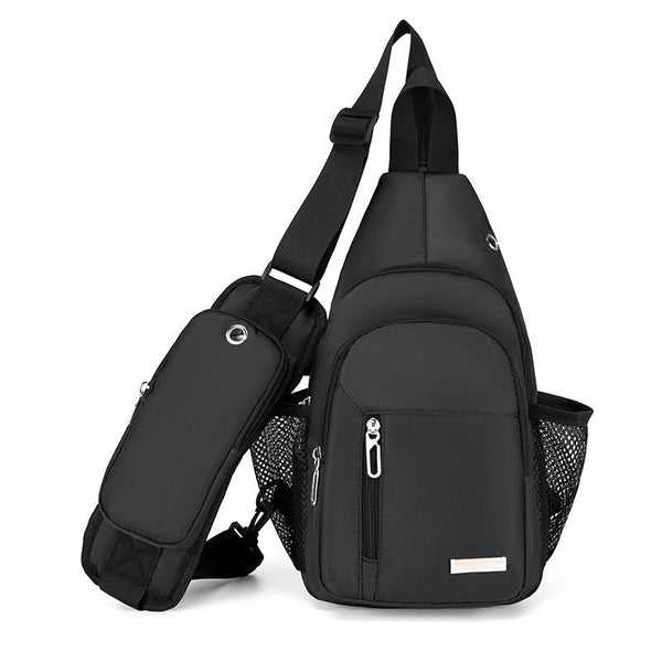 Men Oxford Cloth Chest Bag Casual Crossbody Shoulder Backpack Black Bags