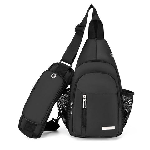 Men Oxford Cloth Chest Bag Casual Crossbody Shoulder Backpack Black Bags