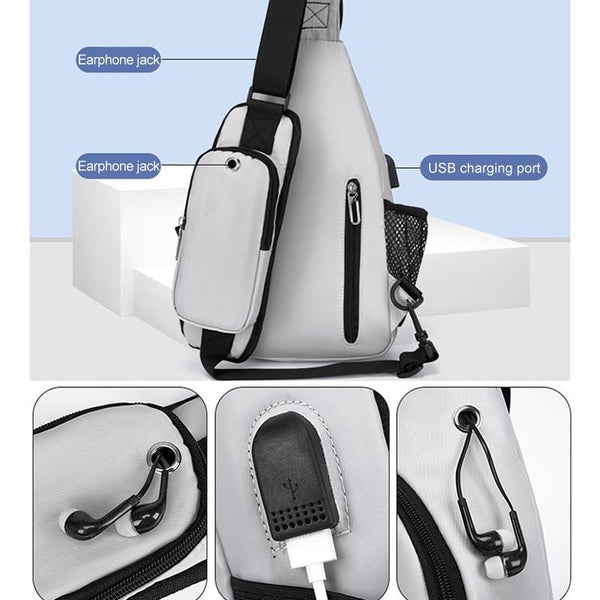 Men Oxford Cloth Chest Bag Casual Crossbody Shoulder Backpack Black Bags