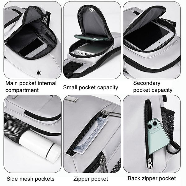 Men Oxford Cloth Chest Bag Casual Crossbody Shoulder Backpack Black Bags