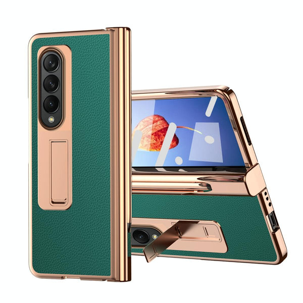 For Samsung Galaxy Z Fold4 5G Premium Litchi Leather Hinged Phone Case With Pen Green Cases Covers & Skins