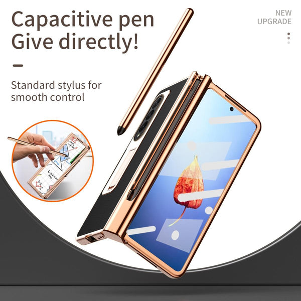For Samsung Galaxy Z Fold4 5G Premium Litchi Leather Hinged Phone Case With Pen Green Cases Covers & Skins