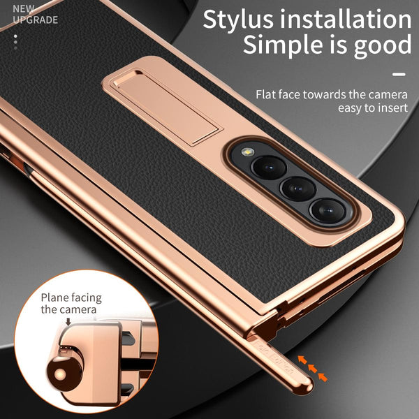 For Samsung Galaxy Z Fold4 5G Premium Litchi Leather Hinged Phone Case With Pen Green Cases Covers & Skins