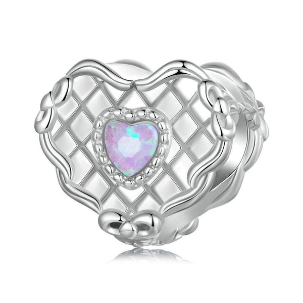 925 Sterling Silver Platinum Plated Heart Shaped Beads Bracelet Charms & Pendants