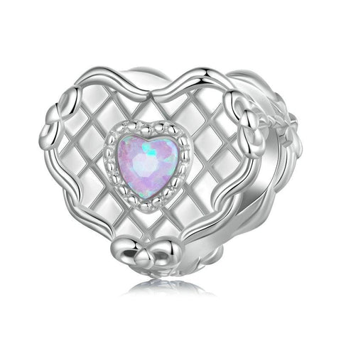 925 Sterling Silver Platinum Plated Heart Shaped Beads Bracelet Charms & Pendants