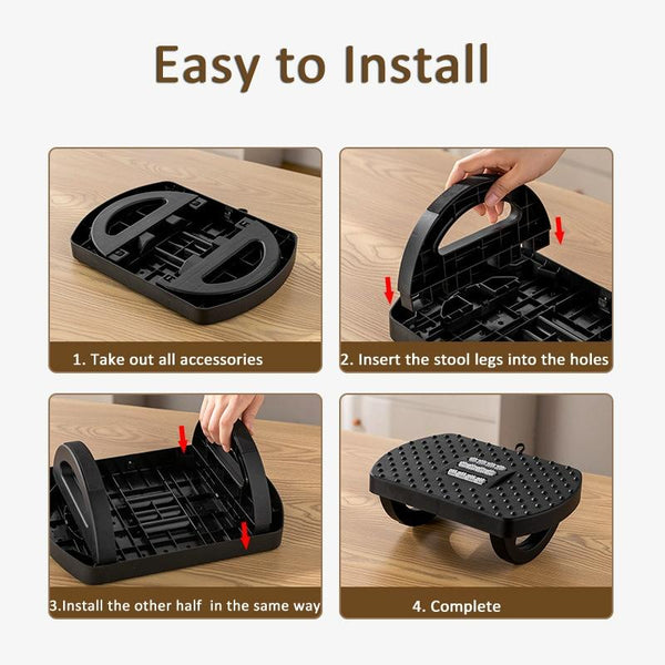 180 Degree Swing Footstool With Handle Black Ottomans Footstools & Poufs